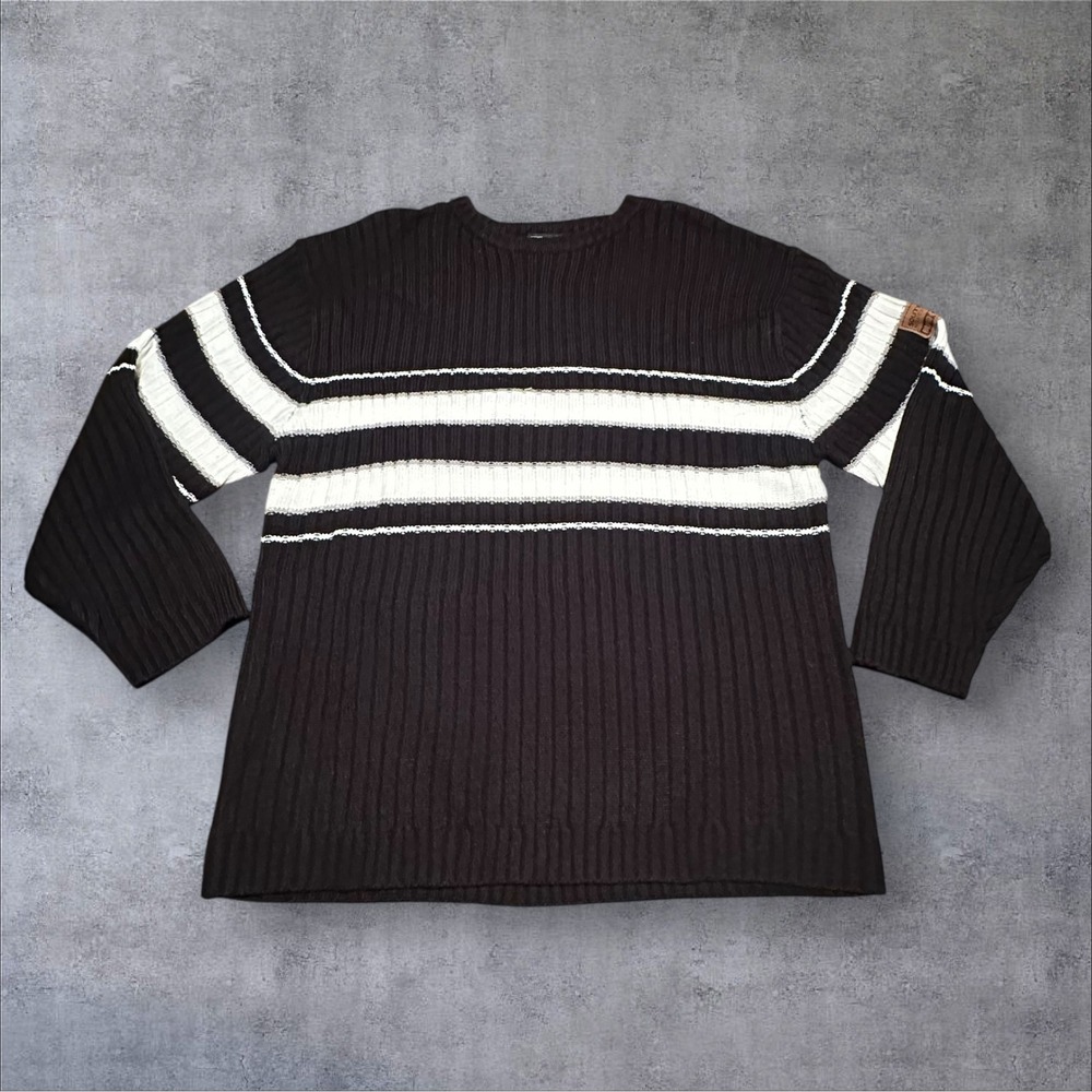 Vintage South Pole Black and White Striped Sweater Size XL EUC